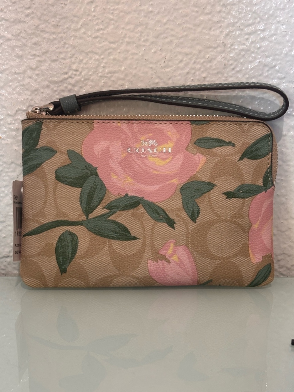 Coach Camo Rose 2018 Floral Collection Wristlet F26291 Khaki Blush NWT Retired